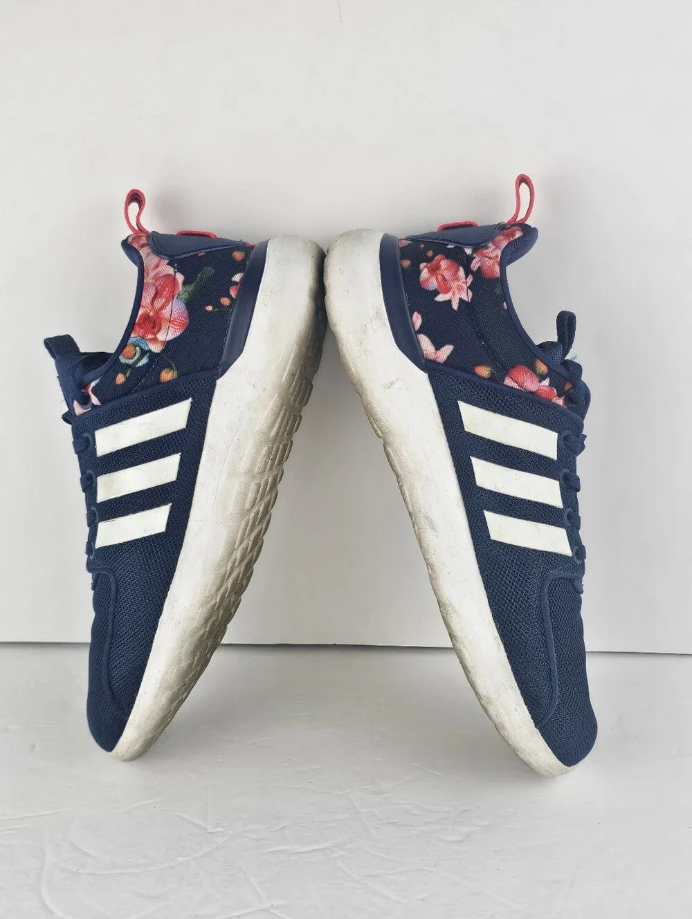 Adidas Cloudfoam Lite Racer Blue & Floral 8.5 Workout Running Gym Casual GUC - Picture 8 of 8
